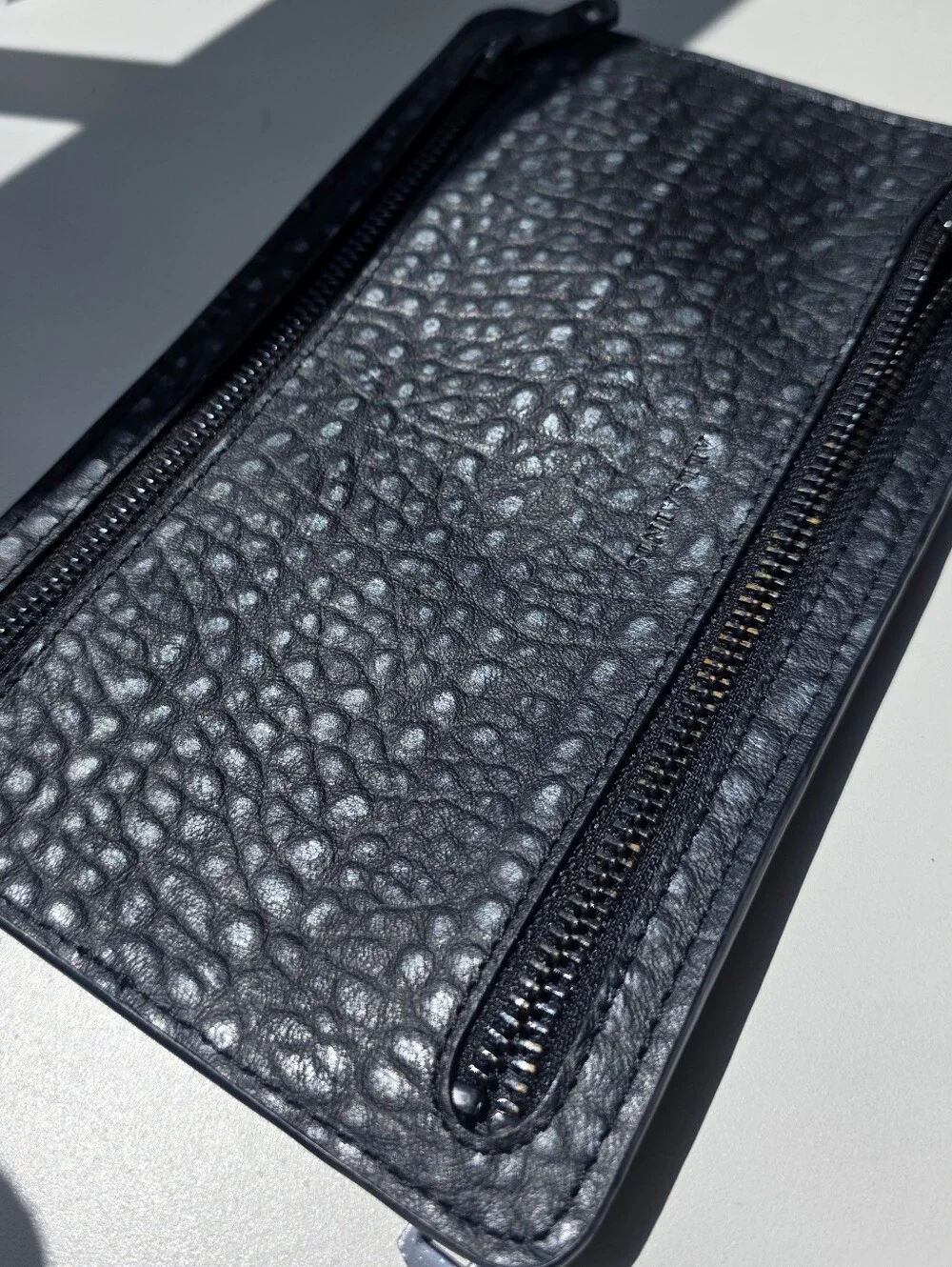 All Saints - Black Textured Zip Pouch4